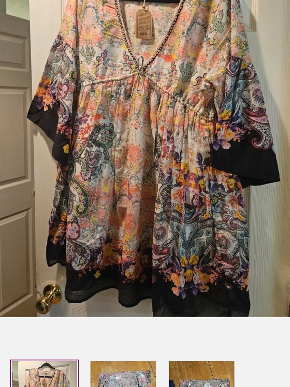 Natural Life Floral Paisley Boho Tunic Dress in Pastel Multicolor